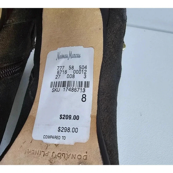 Donald J Pliner Longa Booties Brown Metallic Heeled Ankle Buckle Zip SZ 8 M - Picture 11 of 12